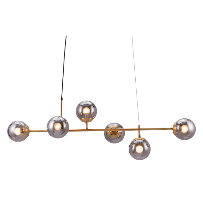 Gold Kitchen Island Six Light Metal Dimmable Ceiling Light With Clear Shades Chandeliers TriadCommerceInc   