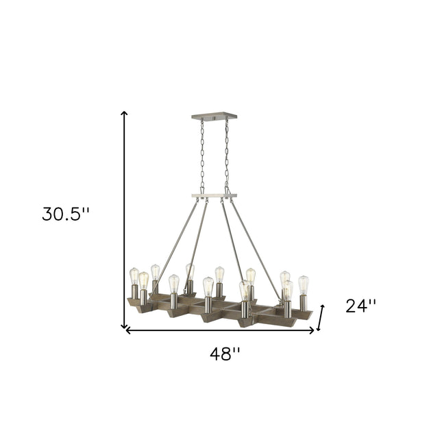 Finnick 12-Light Satin Nickel Chandelier Chandeliers TriadCommerceInc   