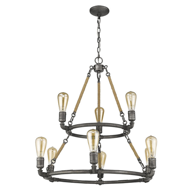 Grayson 9-Light Antique Gray Chandelier Chandeliers TriadCommerceInc   