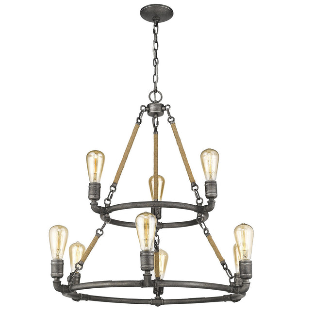 Grayson 9-Light Antique Gray Chandelier Chandeliers TriadCommerceInc   