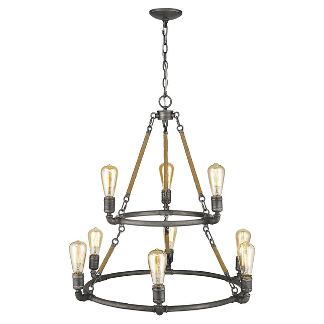 Grayson 9-Light Antique Gray Chandelier Chandeliers TriadCommerceInc   