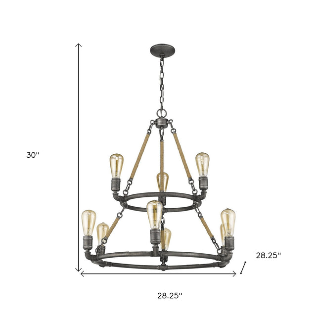 Grayson 9-Light Antique Gray Chandelier Chandeliers TriadCommerceInc   