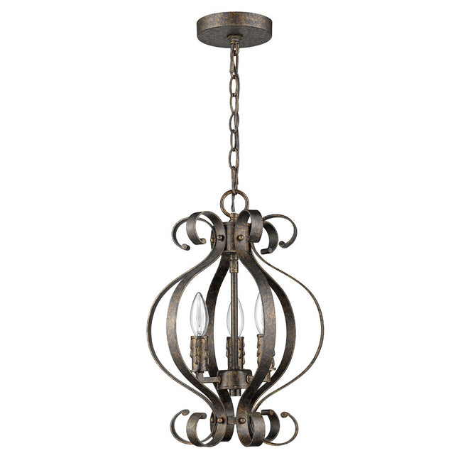 Lydia 3-Light Russet Chandelier With Melted Wax Tapers Chandeliers TriadCommerceInc   