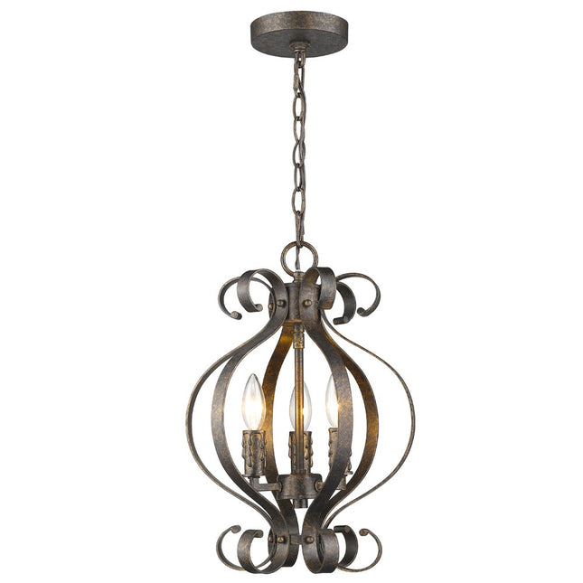 Lydia 3-Light Russet Chandelier With Melted Wax Tapers Chandeliers TriadCommerceInc   