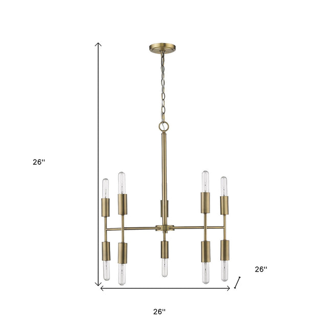 Perret 10-Light Aged Brass Chandelier Chandeliers TriadCommerceInc   