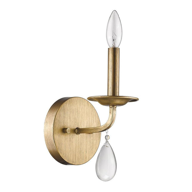 Light Gold Wall Sconce with Crystal Accent Wall Lighting TriadCommerceInc   