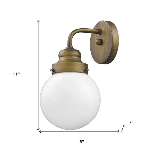 One Light Gold Wall Sconce with Round Glass Shade Wall Lighting TriadCommerceInc   