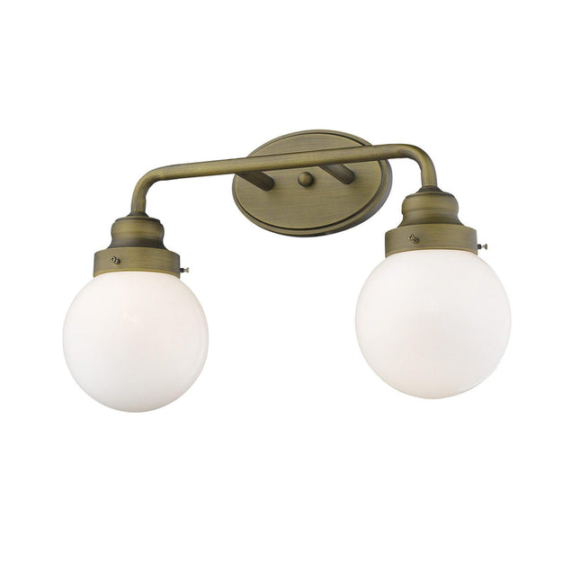 Two Light Gold Wall Sconce with Round Glass Shade Wall Lighting TriadCommerceInc   