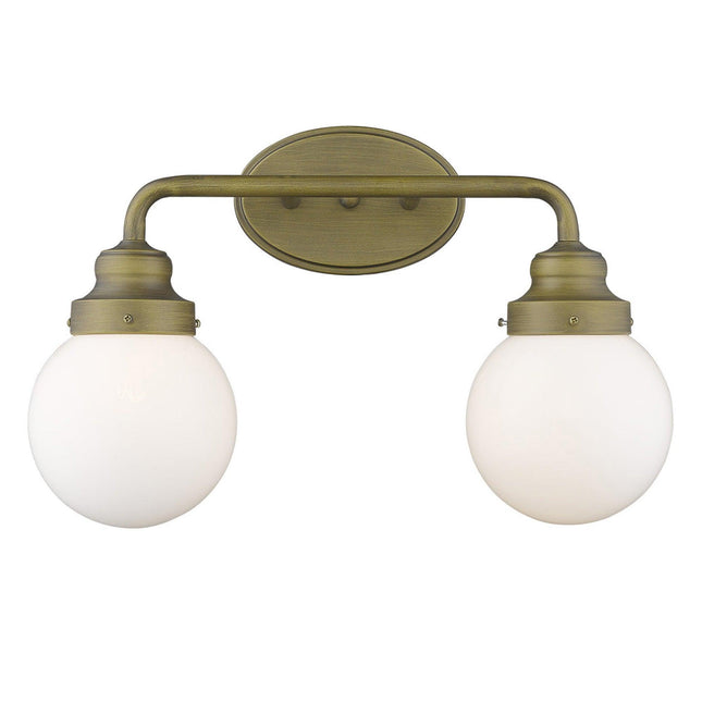 Two Light Gold Wall Sconce with Round Glass Shade Wall Lighting TriadCommerceInc   