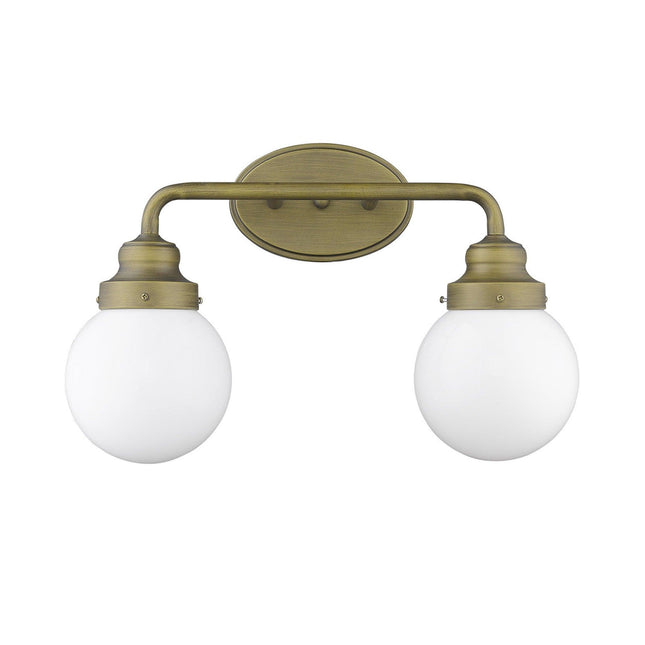 Two Light Gold Wall Sconce with Round Glass Shade Wall Lighting TriadCommerceInc   