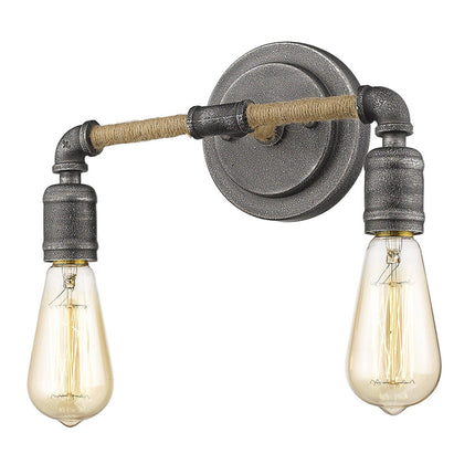 Two Light Industrial Textured Gray Wall Light Wall Lighting TriadCommerceInc   