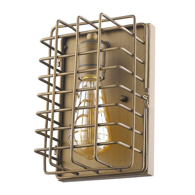 Light Gold Cage Wall Sconce Wall Lighting TriadCommerceInc   