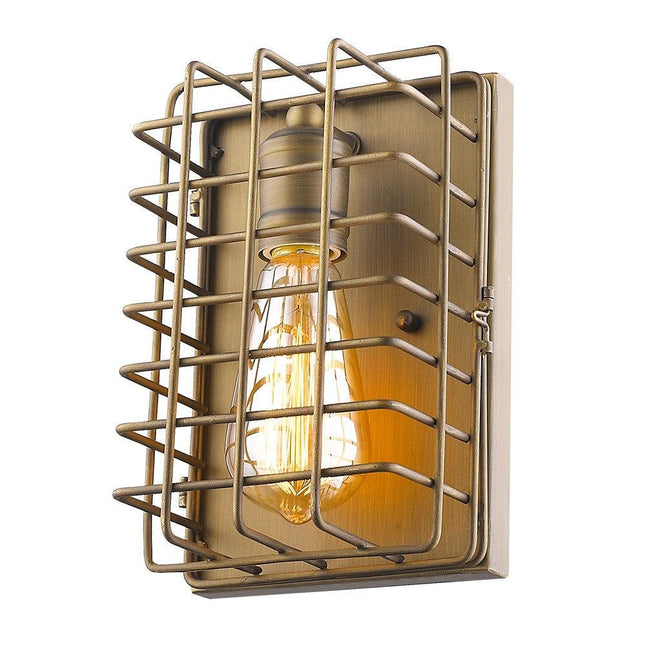 Light Gold Cage Wall Sconce Wall Lighting TriadCommerceInc   