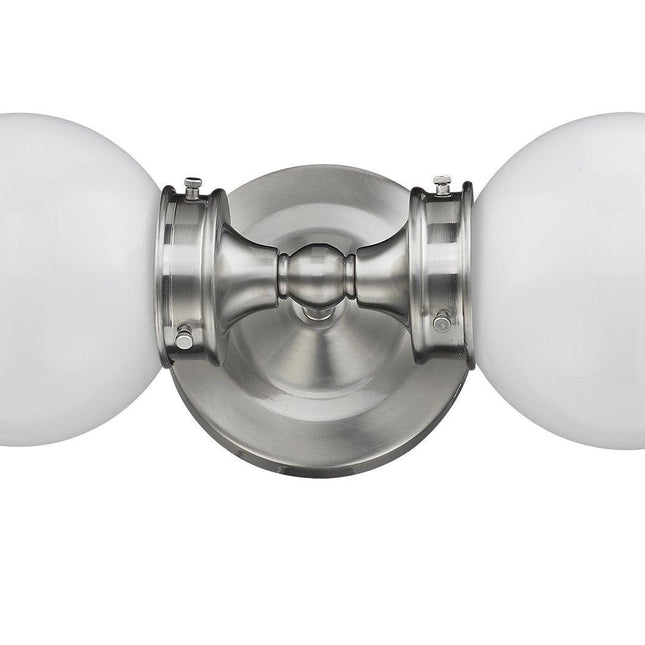 Two Light Silver Wall Sconce with Round Frosted Glass Shade Wall Lighting TriadCommerceInc   