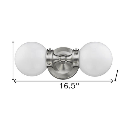 Two Light Silver Wall Sconce with Round Frosted Glass Shade Wall Lighting TriadCommerceInc Default Title  