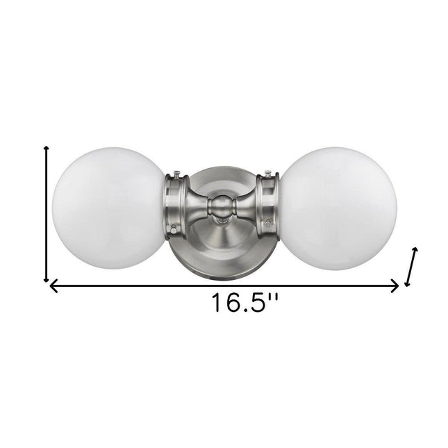 Two Light Silver Wall Sconce with Round Frosted Glass Shade Wall Lighting TriadCommerceInc Default Title  