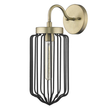 Gold and Black Metal Cage Wall Sconce Wall Lighting TriadCommerceInc   