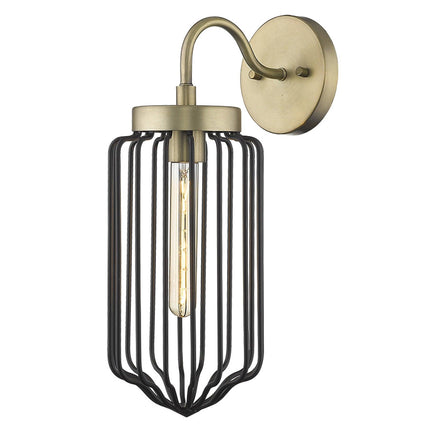 Gold and Black Metal Cage Wall Sconce Wall Lighting TriadCommerceInc   