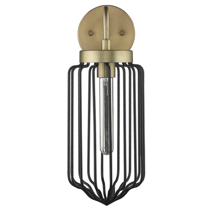 Gold and Black Metal Cage Wall Sconce Wall Lighting TriadCommerceInc   