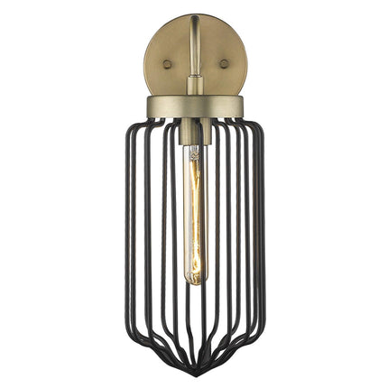 Gold and Black Metal Cage Wall Sconce Wall Lighting TriadCommerceInc   