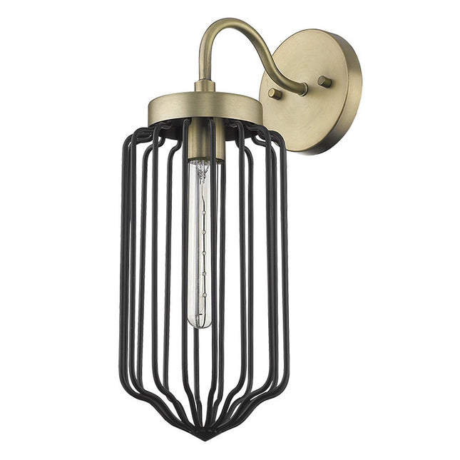 Gold and Black Metal Cage Wall Sconce Wall Lighting TriadCommerceInc   