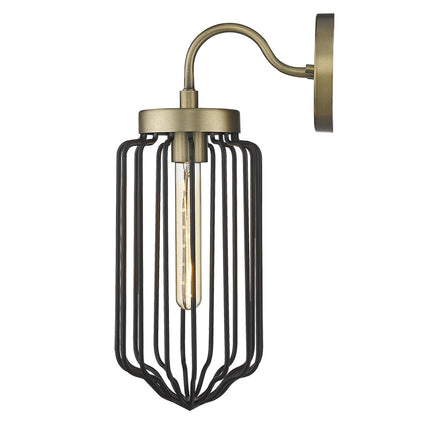 Gold and Black Metal Cage Wall Sconce Wall Lighting TriadCommerceInc   