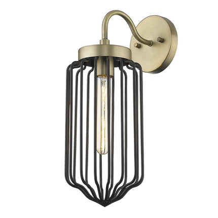 Gold and Black Metal Cage Wall Sconce Wall Lighting TriadCommerceInc   