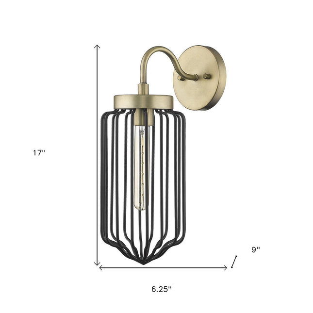 Gold and Black Metal Cage Wall Sconce Wall Lighting TriadCommerceInc Default Title  