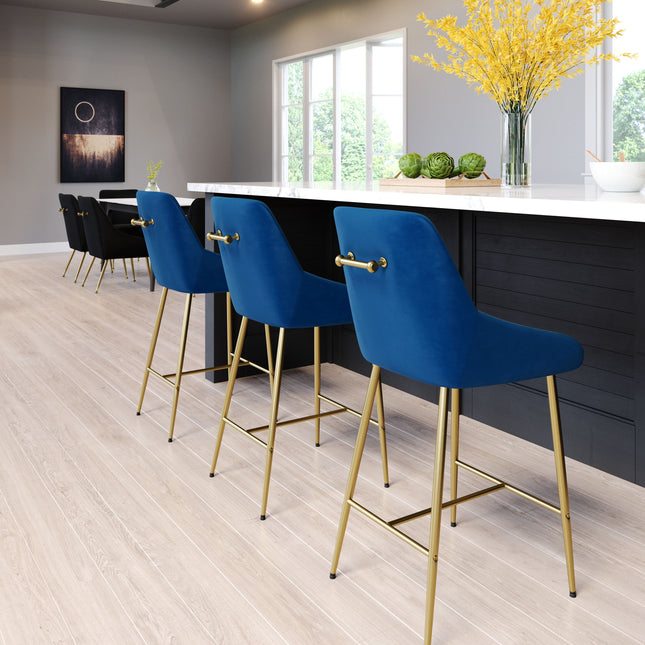 Madelaine Counter Stool Navy Blue & Gold Counter Stools TriadCommerceInc   