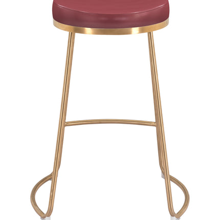 Bree Counter Stool (Set of 2) Burgundy & Gold Counter Stools TriadCommerceInc   