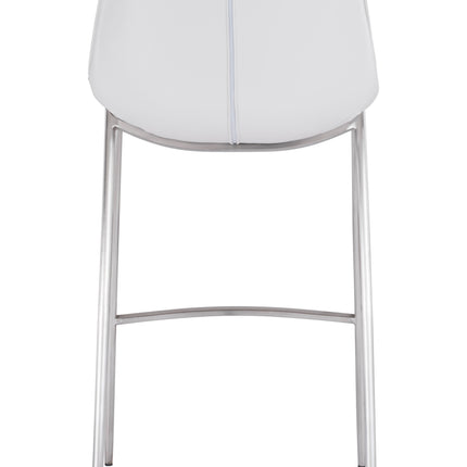 Magnus Barstool (Set of 2) White & Silver Barstools [TriadCommerceInc]   