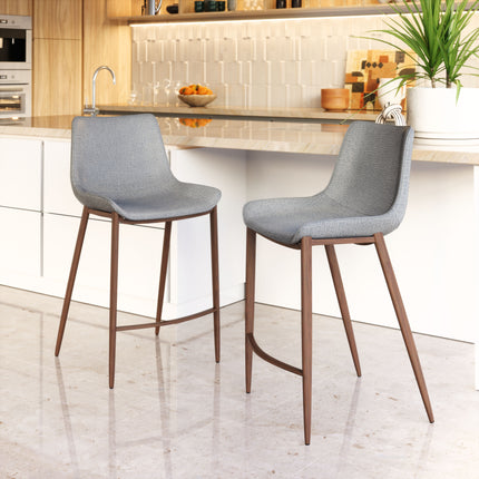 Magnus Counter Stool (Set of 2) Slate Gray & Walnut Counter Stools TriadCommerceInc   