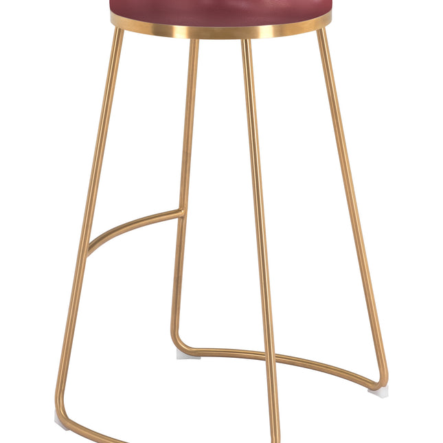 Bree Barstool (Set of 2) Burgundy & Gold Barstools TriadCommerceInc   