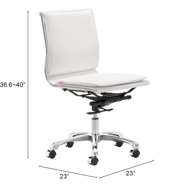 Lider Plus Armless Office Chair White Chairs TriadCommerceInc   