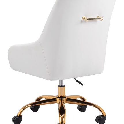Madelaine Office Chair White & Gold Chairs [TriadCommerceInc]   