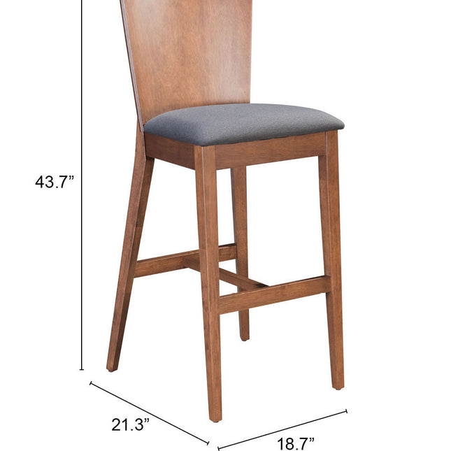 Ambrose Barstool (Set of 2) Walnut & Dark Gray Barstools TriadCommerceInc   