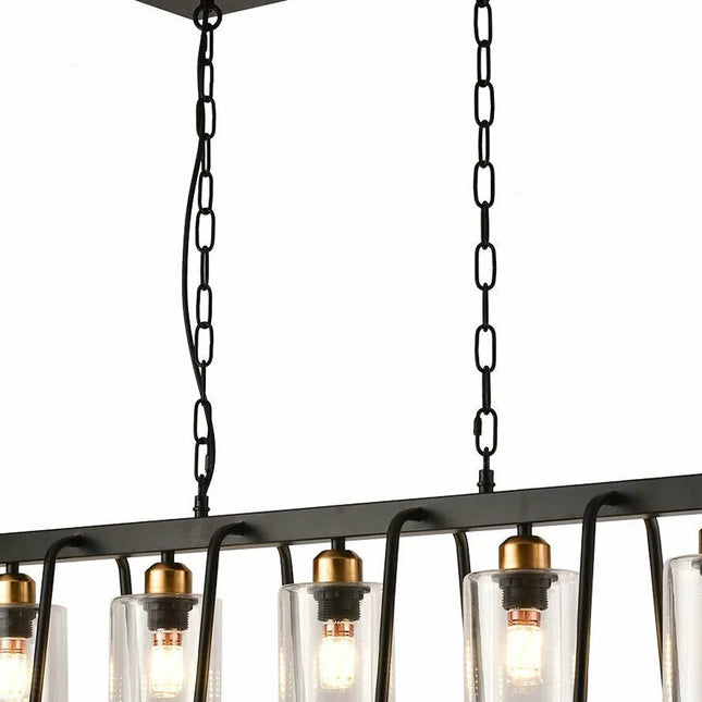 Black Shaded Five Light Metal Ceiling Light With Clear Shades Chandeliers TriadCommerceInc   