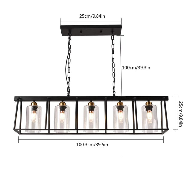 Black Shaded Five Light Metal Ceiling Light With Clear Shades Chandeliers TriadCommerceInc   