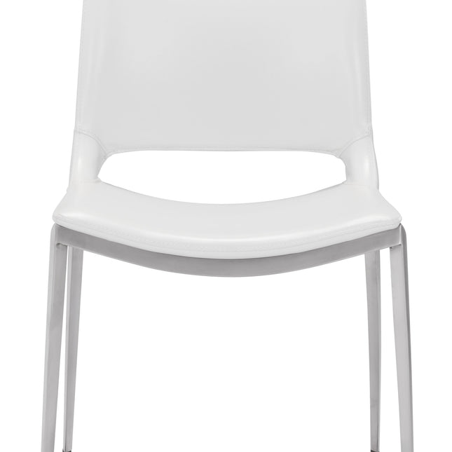 Ace Dining Chair (Set of 2) White & Silver Chairs TriadCommerceInc   