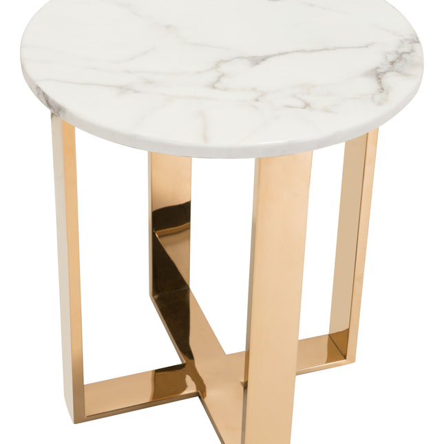 Atlas End Table White & Gold Side Tables TriadCommerceInc   