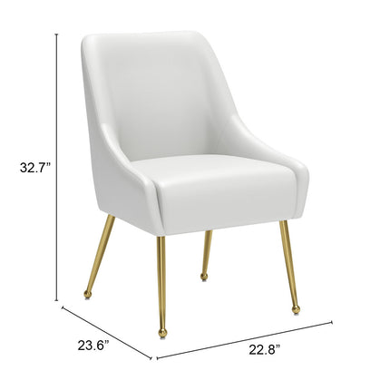 Maxine Dining Chair White & Gold Chairs TriadCommerceInc   