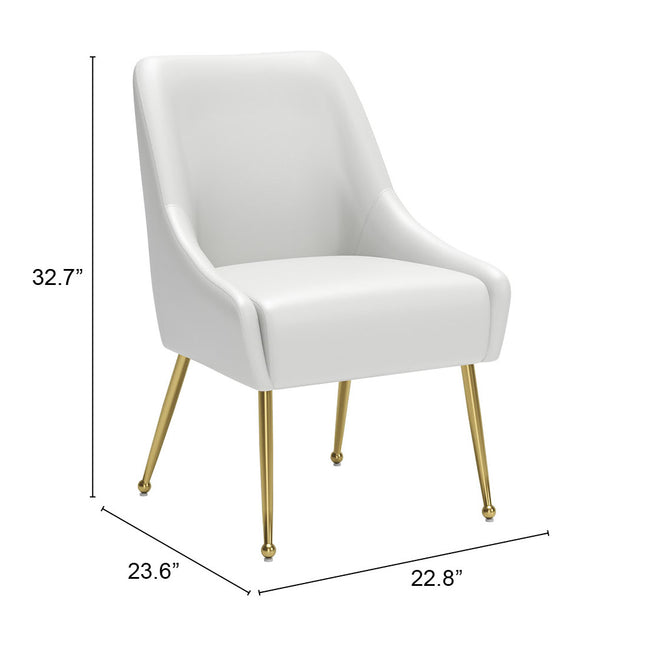 Maxine Dining Chair White & Gold Chairs TriadCommerceInc   