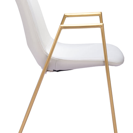 Desi Dining Chair (Set of 2) White & Gold Chairs TriadCommerceInc   