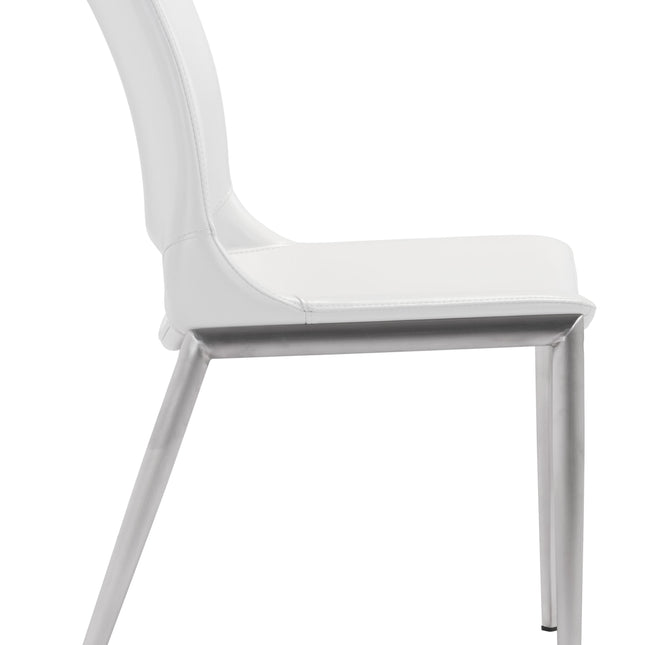 Ace Dining Chair (Set of 2) White & Silver Chairs TriadCommerceInc   