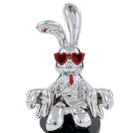 Sitting Rabbit with Red Tie and Glasses Sculpture [TriadCommerceInc]   