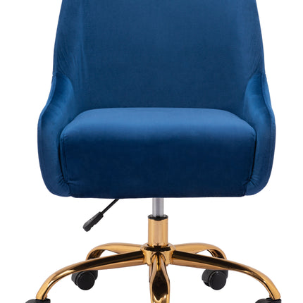 Madelaine Office Chair Navy Blue & Gold Chairs TriadCommerceInc   