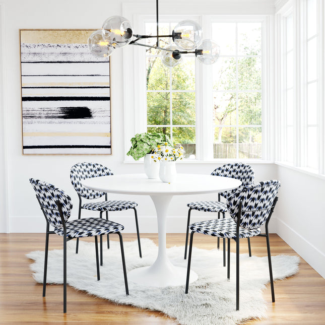 Clyde Dining Chair (Set of 2) Geometric Print & Black Chairs TriadCommerceInc   