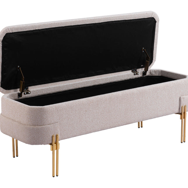 Lebreton Storage Bench Oatmeal Beige Benches TriadCommerceInc   