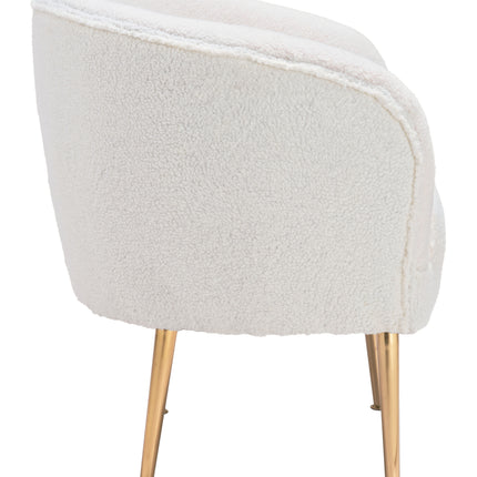 Sherpa Accent Chair Beige & Gold Chairs TriadCommerceInc   