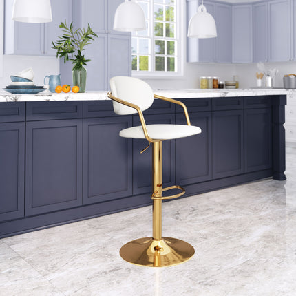 Gusto Barstool White & Gold Barstools TriadCommerceInc   